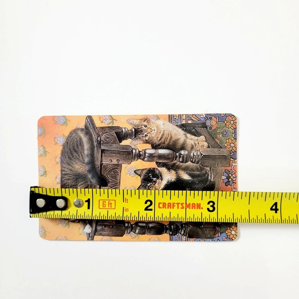 VTG 90s Lesley Ivory Cats Card Bookmark- Gemma Jacobean Stool- 1990 Antioch W217